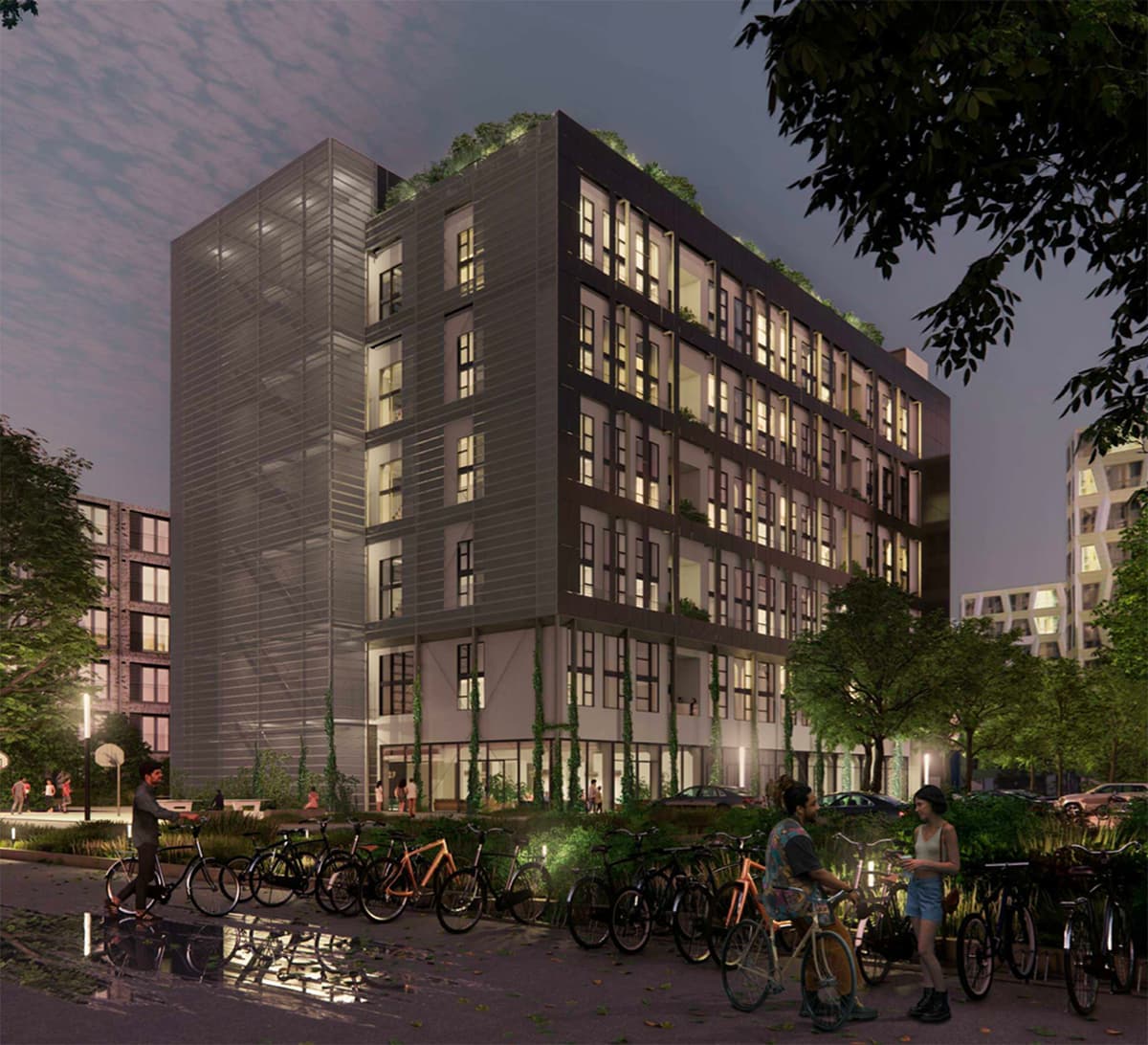 Zwarte zonnepanelen gevel Baobab De Kwekerij | Solarix